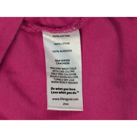 Life is Good T-Shirt Women's Small Pink Blue Palm Trees Outer Banks NC vintage - Picture 7 of 10